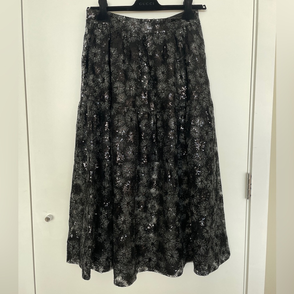 Maje sequins embroidered floral long skirt gala party skirt